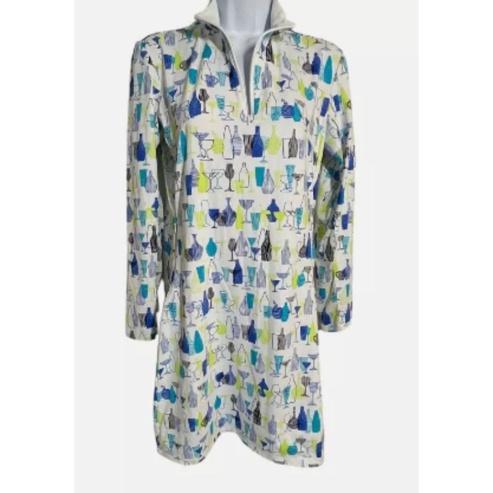SanSoleil UPF50 Long Sleeve Sun Dress Small White Cocktail Happy Hour Swim Beach